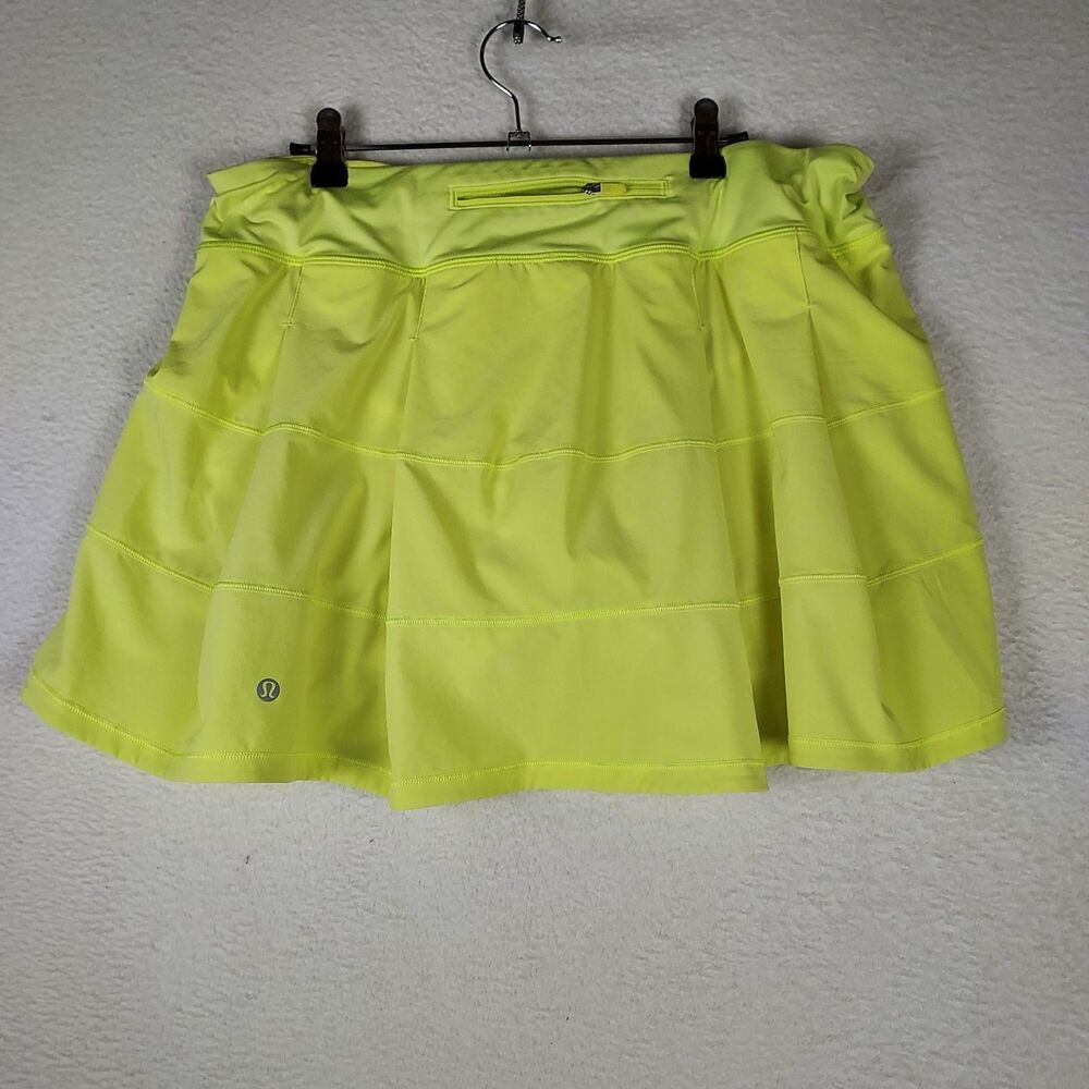 Lululemon Pace Rival Skirt Womens 12 Neon Yellow Athletic Tennis Golf Skort
